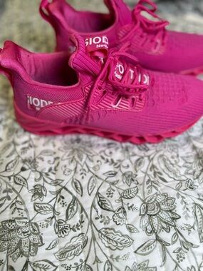 Bright Pink Athletic Sneakers with Logo